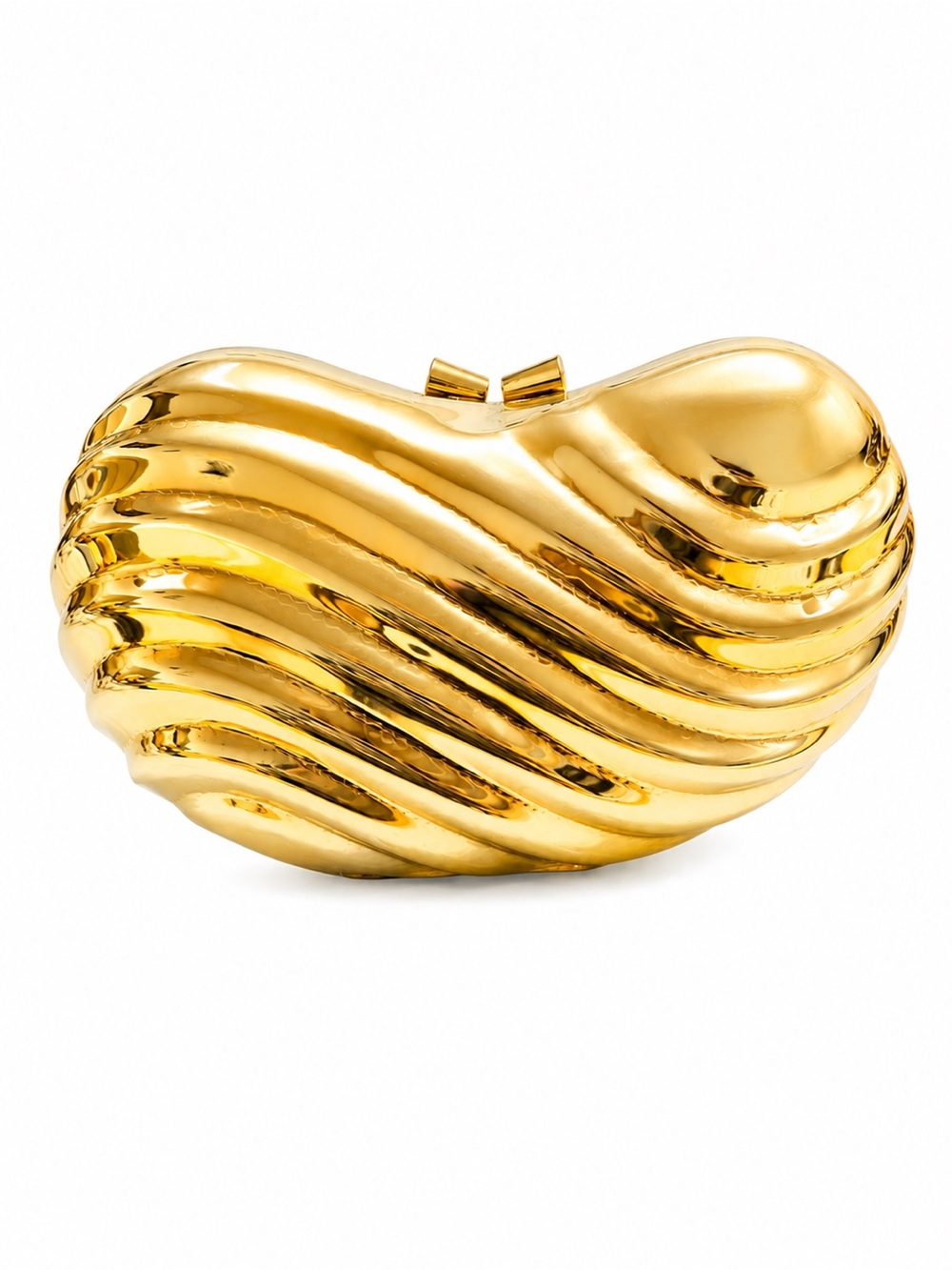 Gold Wave Sculpted Evening Clutch